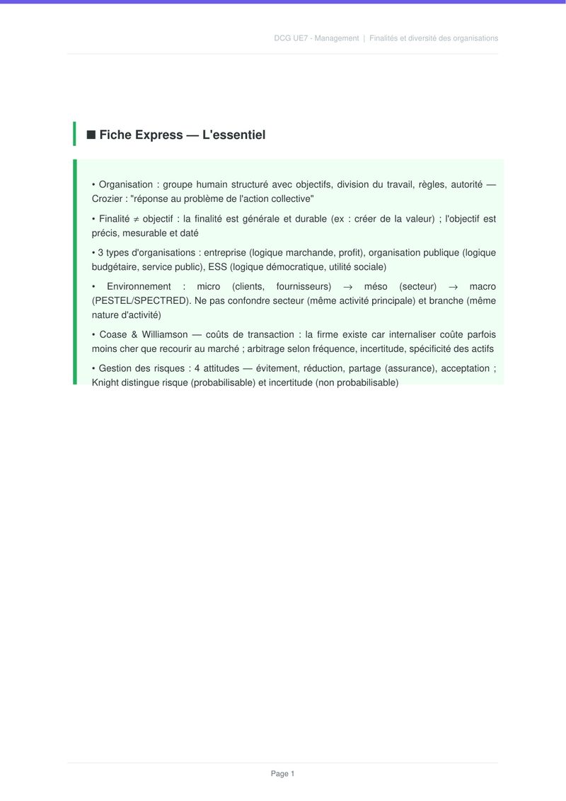 Fiche Express — essentiel en 2 min